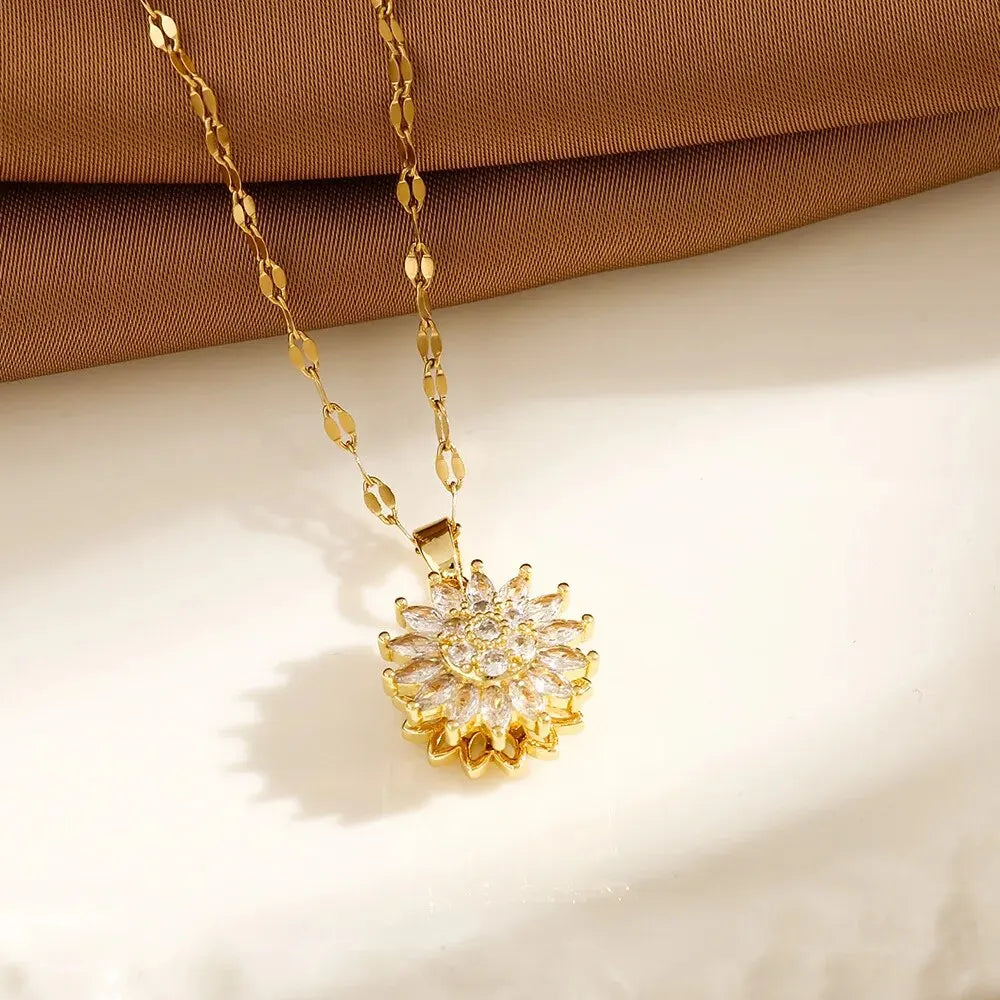 Rotating Sunflower Necklace