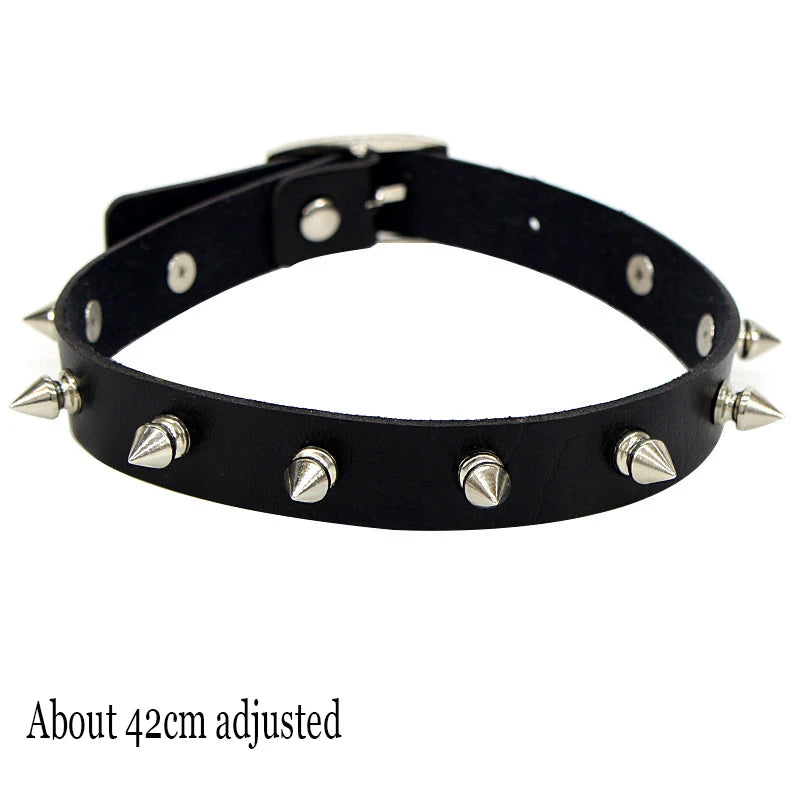 Black Gothic Heart Lock Spike Choker Necklace