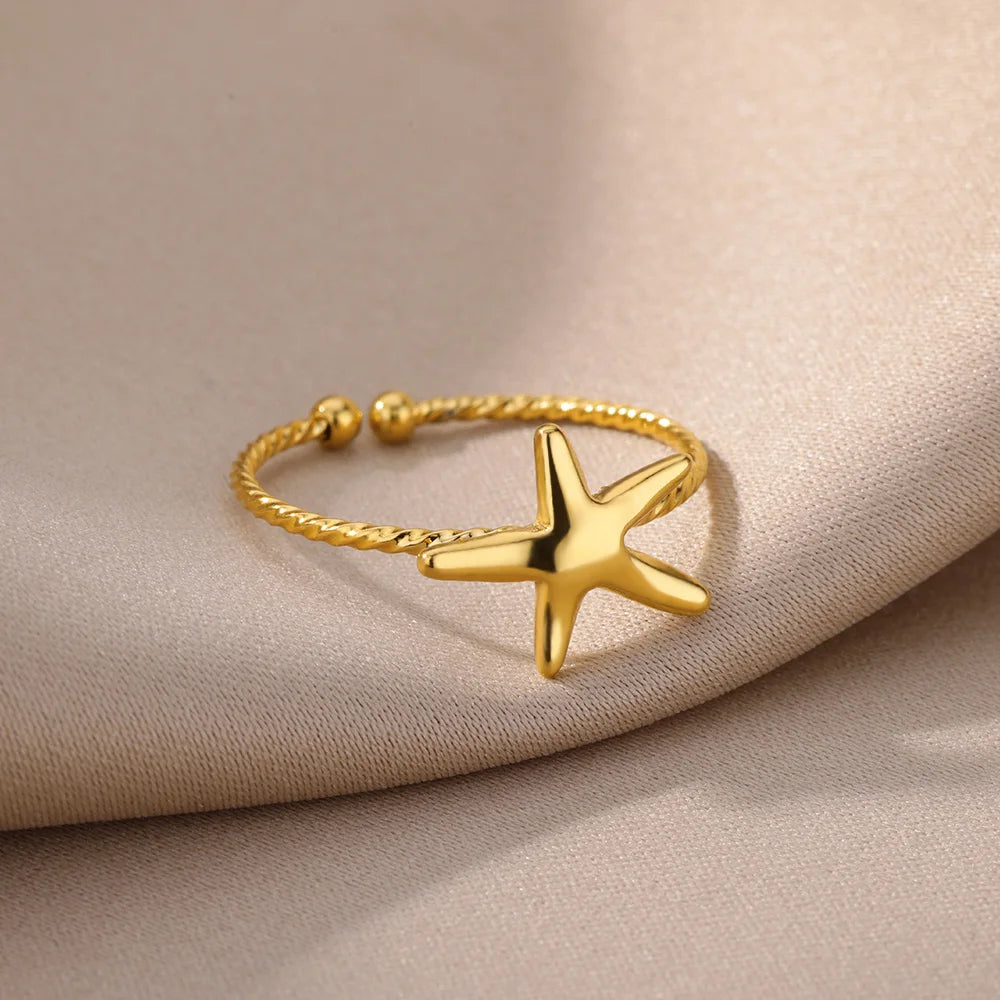 Gold Stainless Steel Waterproof Open Ring