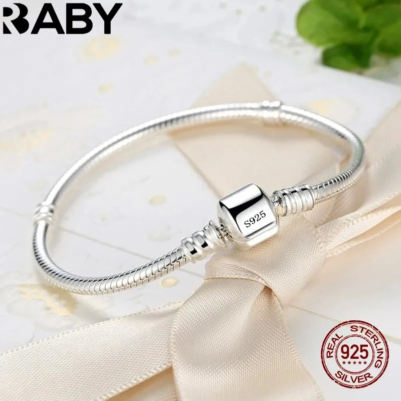 925 Sterling Silver Snake Chain Bracelet for Women – Elegant Charm Design