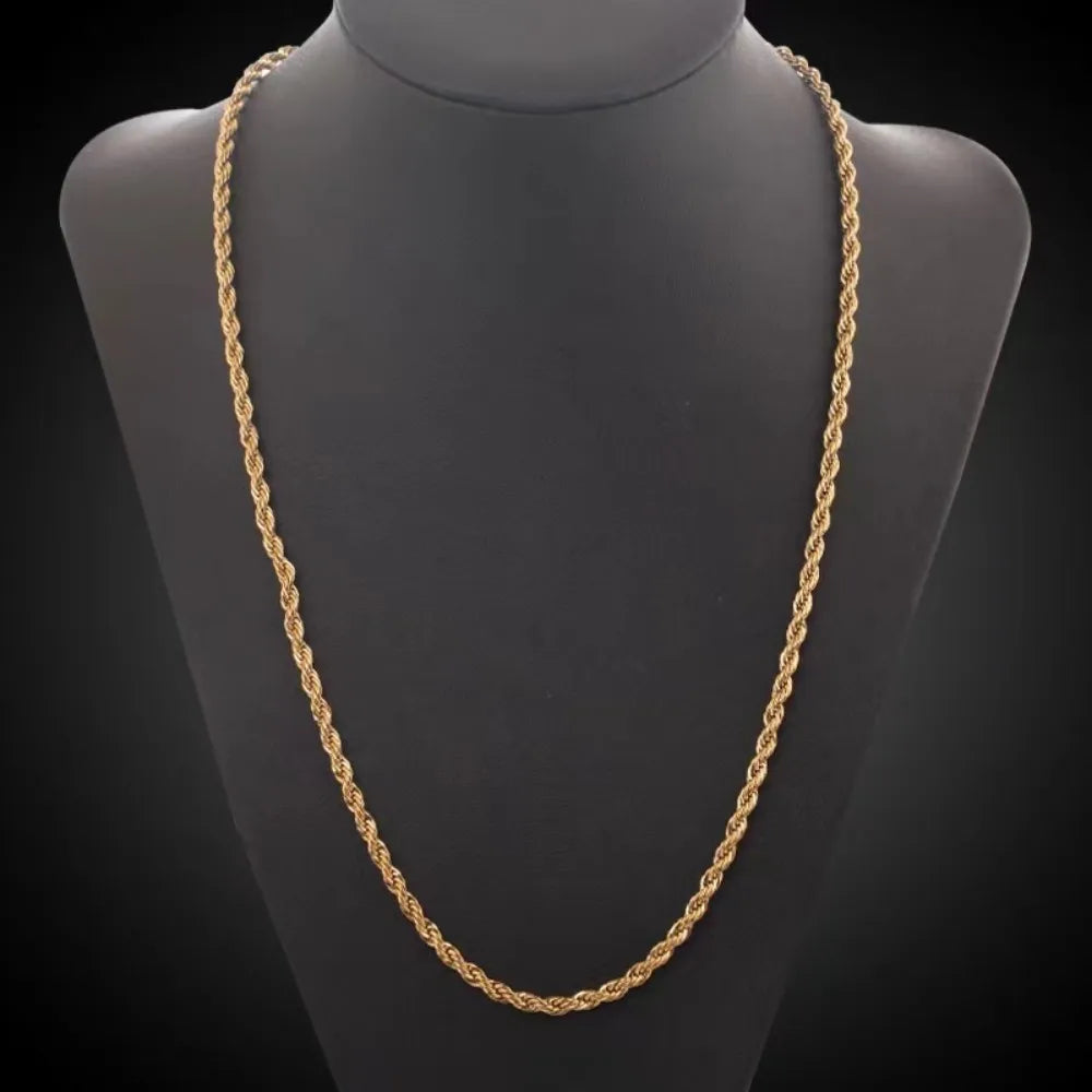 Gold Plated Rope Chain Necklace & Bracelet Set