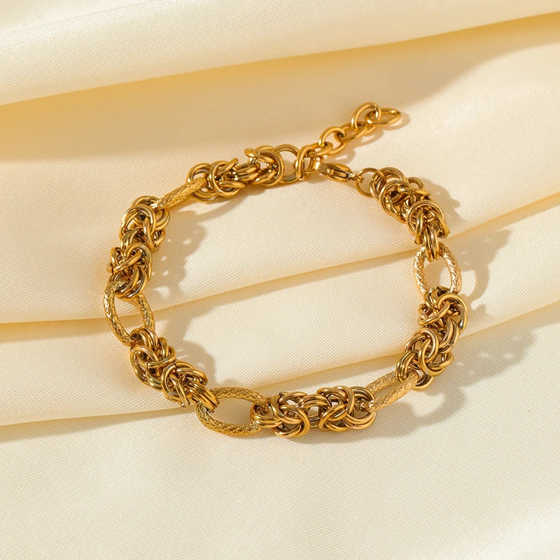 18K Gold-Plated Twisted Stainless Steel Bracelet