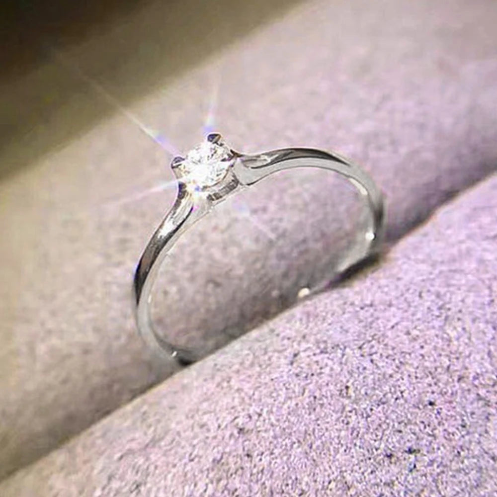 Minimalist 4mm Cubic Zirconia Wedding Ring