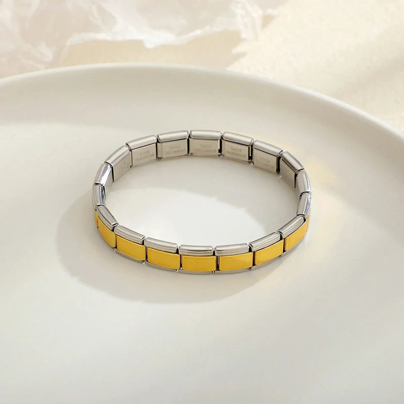 FTCY Italian Charm Stainless Steel Bracelets For Women Men 9mm Width Elastic DIY Modular Bracelet Jewelry Gift