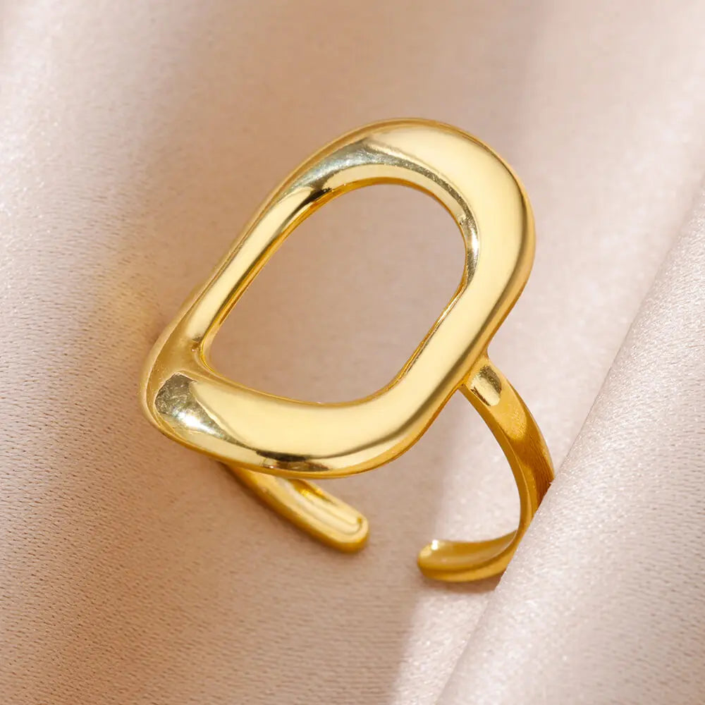 Gold Stainless Steel Classic Women's Ring