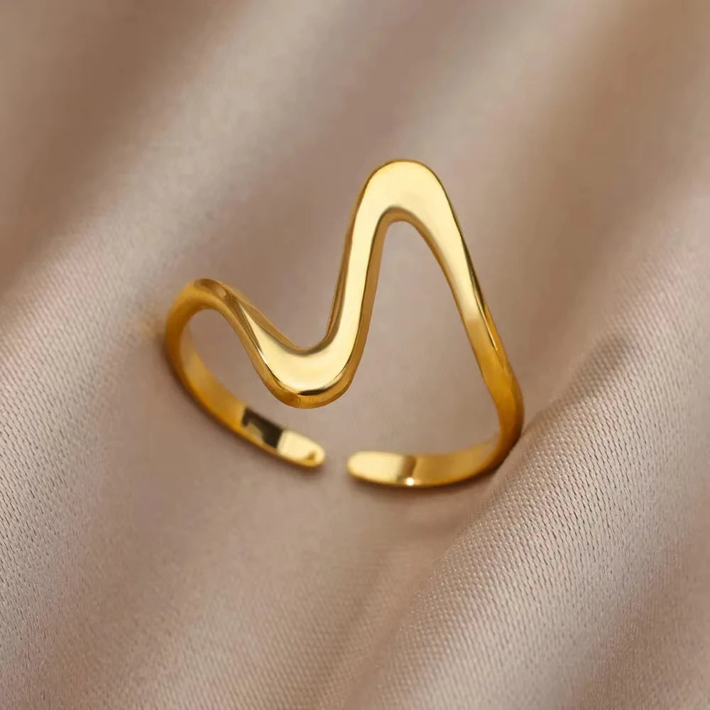 Gold Geometric 316L Stainless Steel Ring