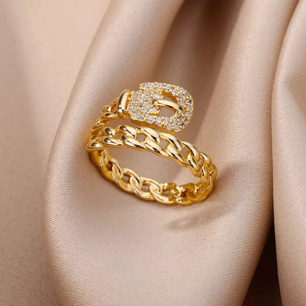 Evil Eye Gold Zircon Adjustable Ring