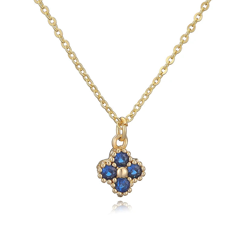 18K Gold-Plated Brass Flower Pendant Necklace