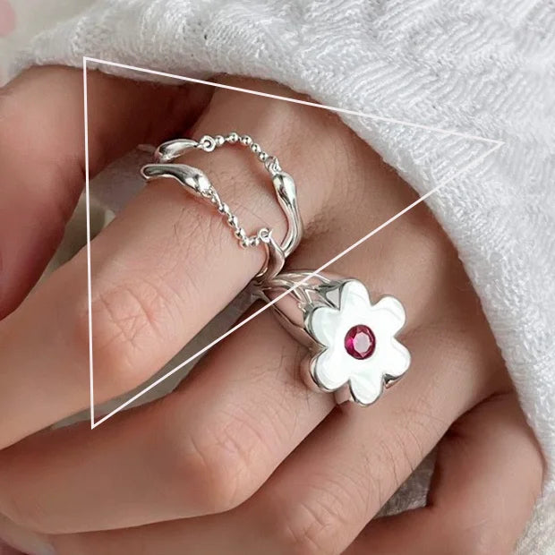 925 Sterling Silver Retro Flower Ring