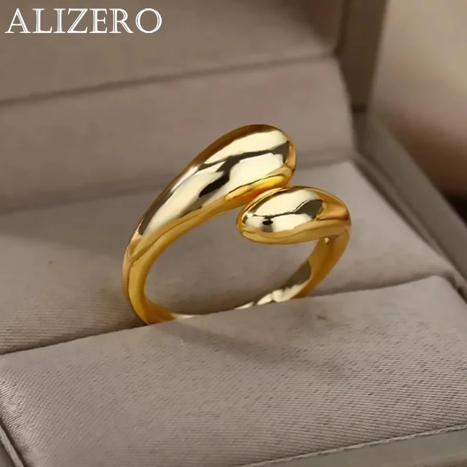 925 Sterling Silver Water-Drop Open Ring