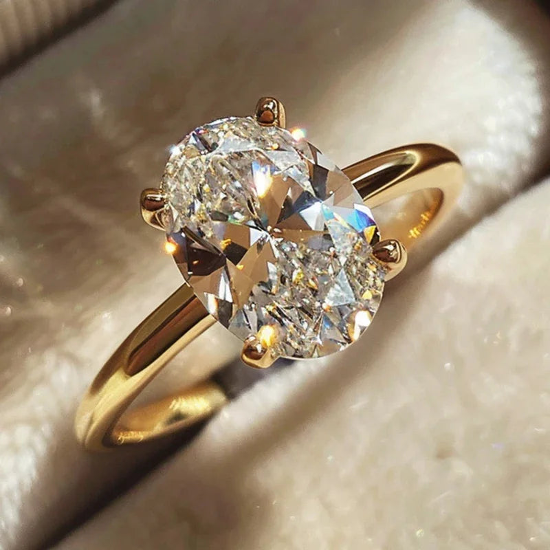 Sterling Silver Zircon Engagement Ring for Women