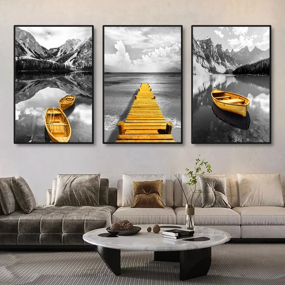 3-Piece Lake Landscape Canvas Wall Art