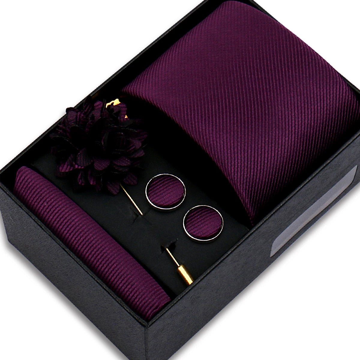 Men’s Solid Color Tie & Accessories Set