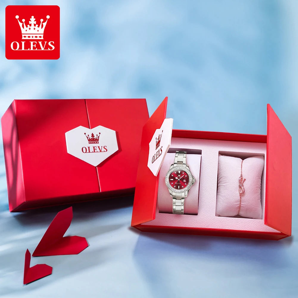 OLEVS Women’s Elegant Quartz Watch Gift Set