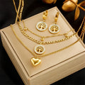 Gold Heart Tree Crystal Jewelry Set 3PCS