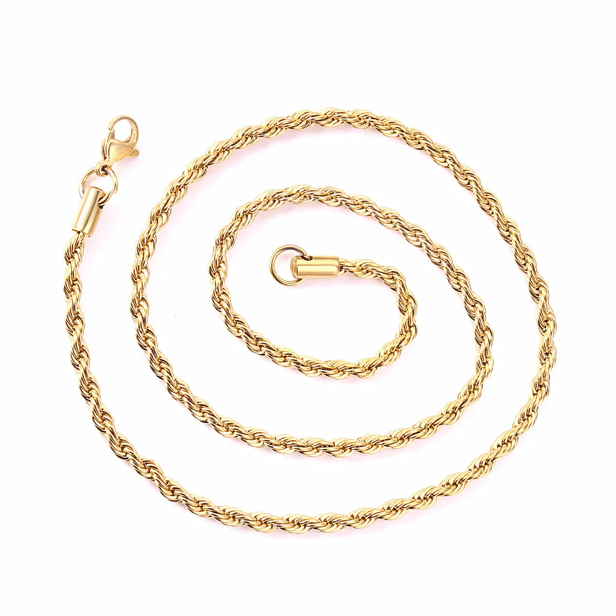 Dainty Gold Rope Chain Necklace 2–4mm