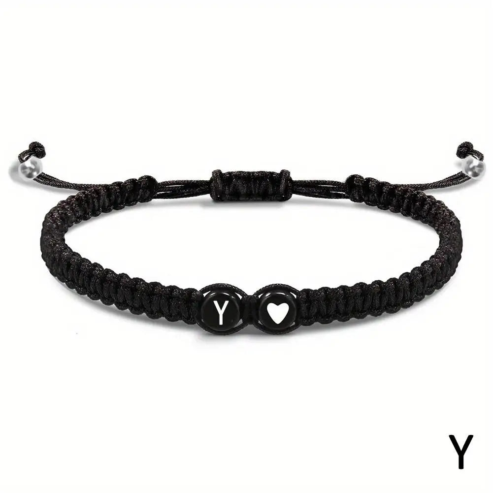 Initial Heart Bracelet – Adjustable A-Z Design for Men & Women
