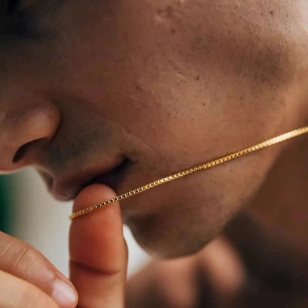Gold Stainless Steel Box Chain Necklace 1.2mm