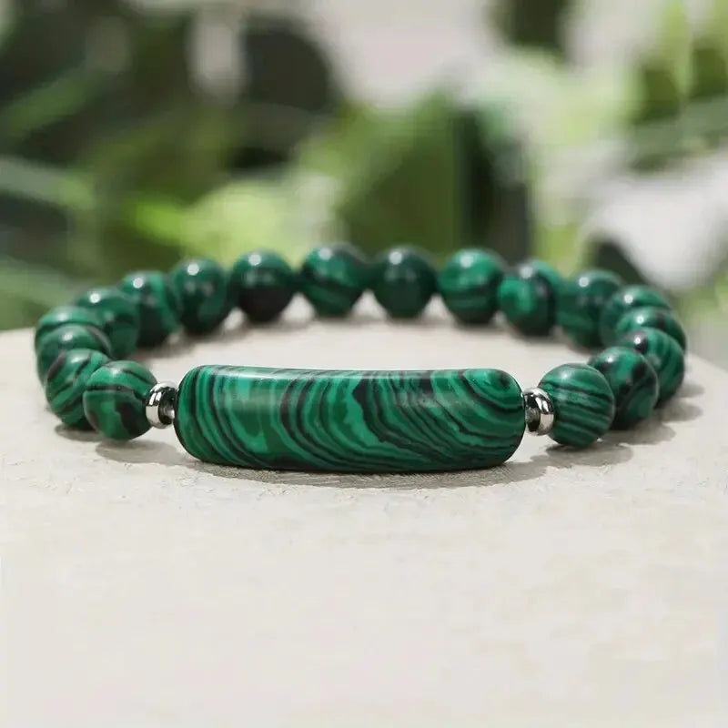 Turquoise & Malachite Stone Bracelet – Handmade Gemstone Design