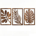 3-Piece Tropical Leaf Wooden Wall Art