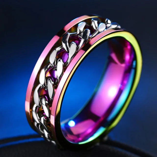 Rotatable Stainless Steel Punk Spinner Ring