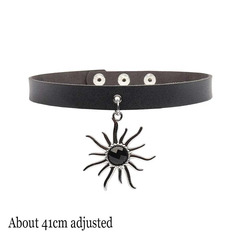 Black Gothic Heart Lock Spike Choker Necklace