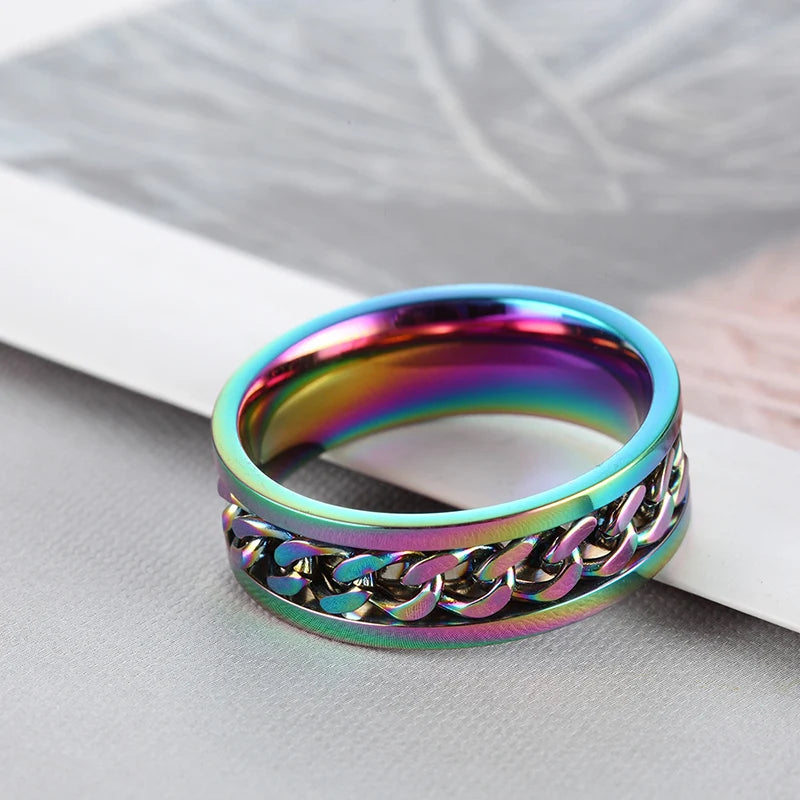 Rotatable Stainless Steel Chain Spinner Ring