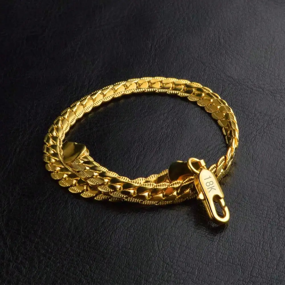Gold Plated 925 Silver Side Chain Bracelet