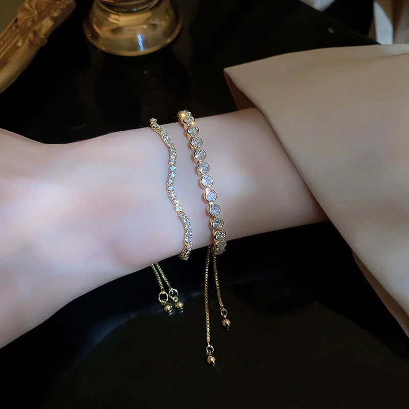 Adjustable Rhinestone Wave Bracelet for Women