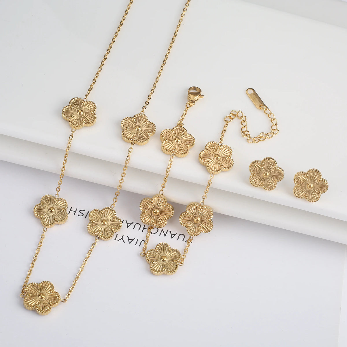 Clover Flower Adjustable Stainless Steel Bracelet