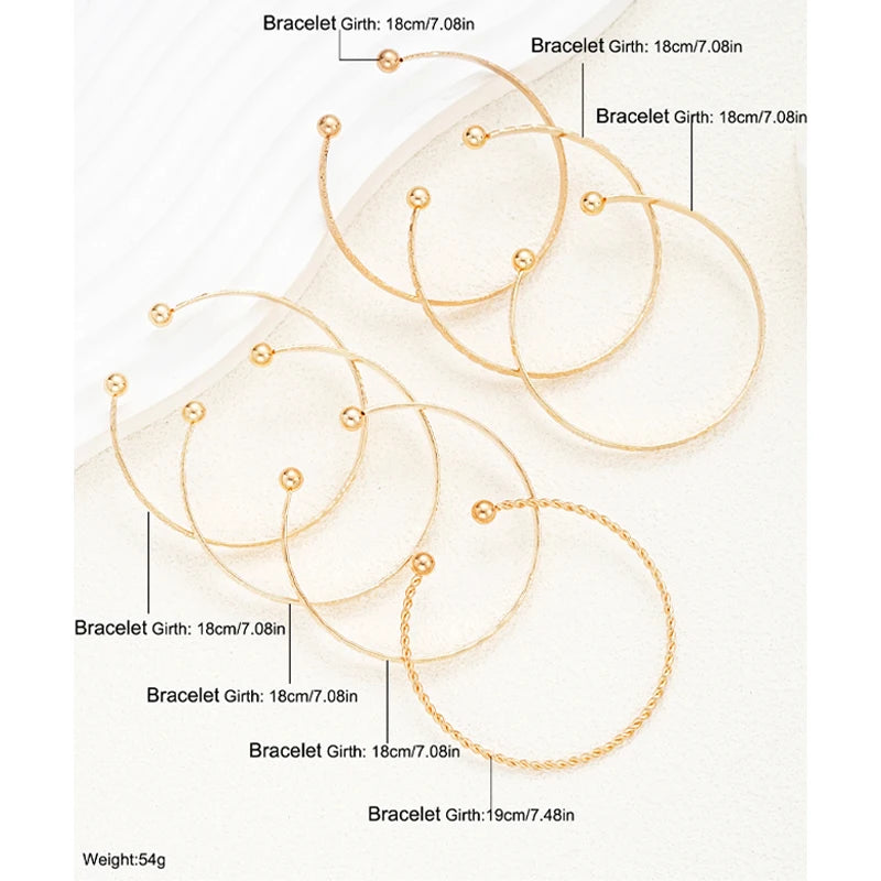 7-Piece Gold Bracelet Set for Women – Gothic Heart Design