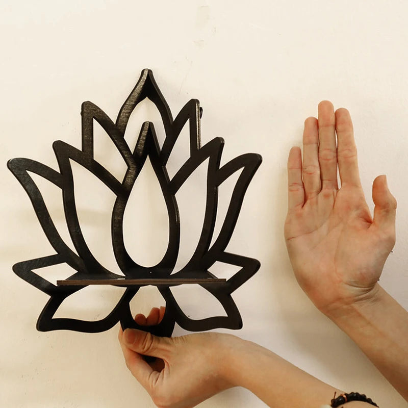 Wooden Lotus Corner Shelf