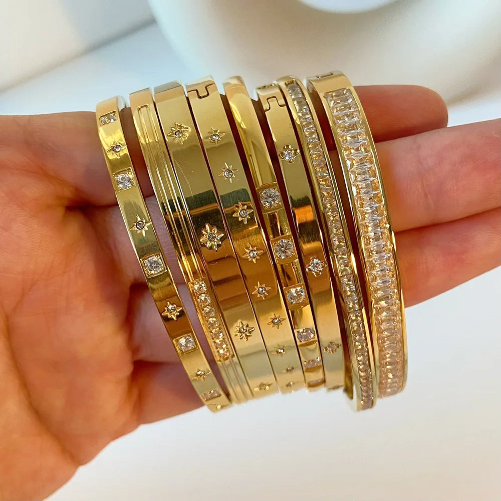 Elegant CZ Stainless Steel Women’s Bracelet