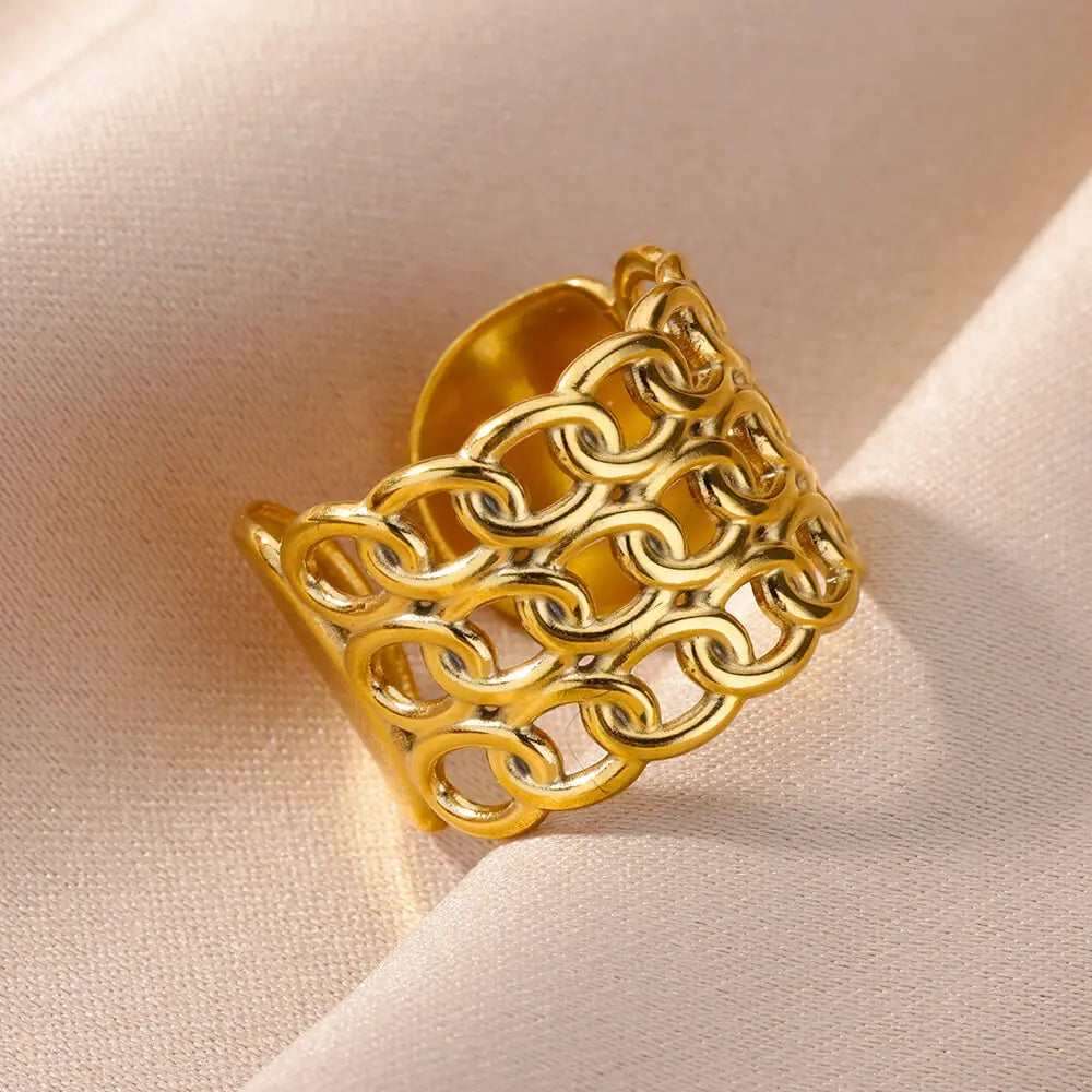 Gold Stainless Steel Classic Women's Ring
