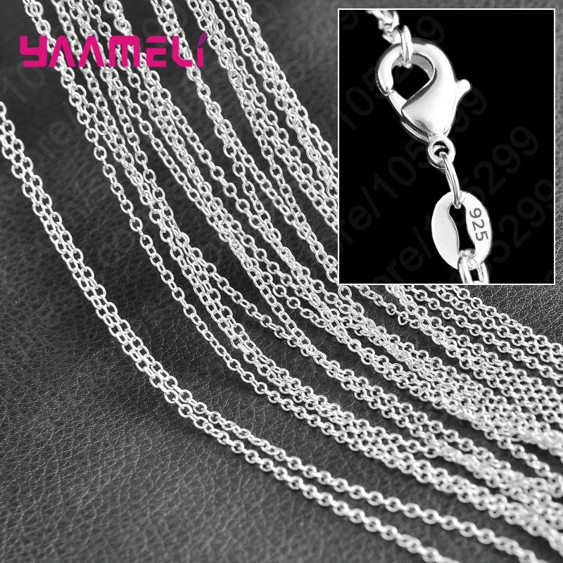 10PCS 925 Sterling Silver Chain Necklace Set