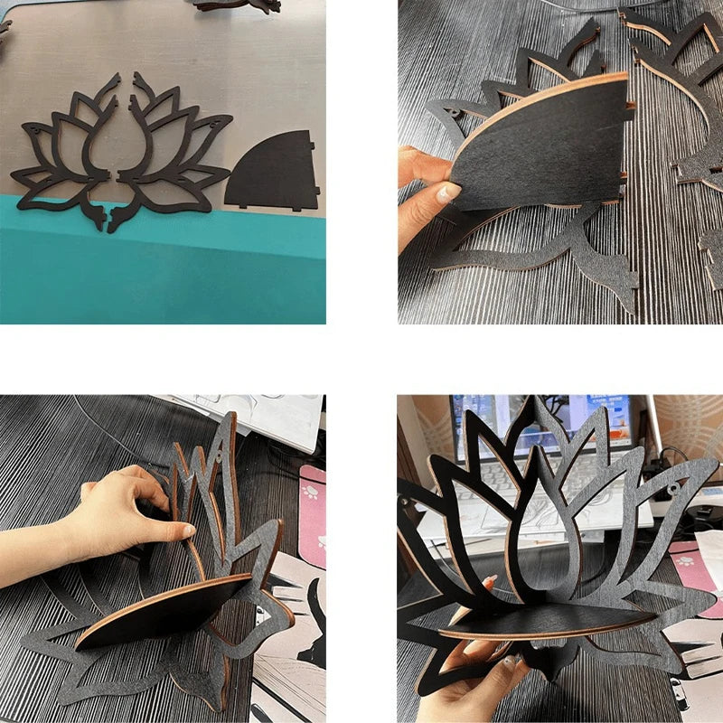 Wooden Lotus Corner Shelf