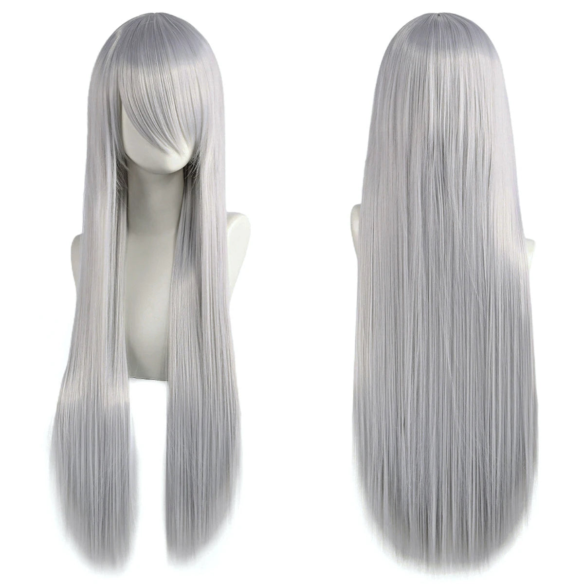 Long Straight Wig with Bangs, 80 cm