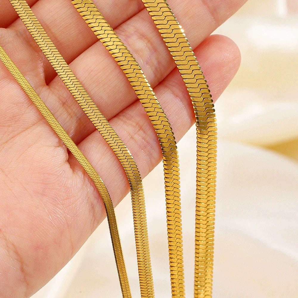 Gold Snake Chain Choker Necklace Unisex