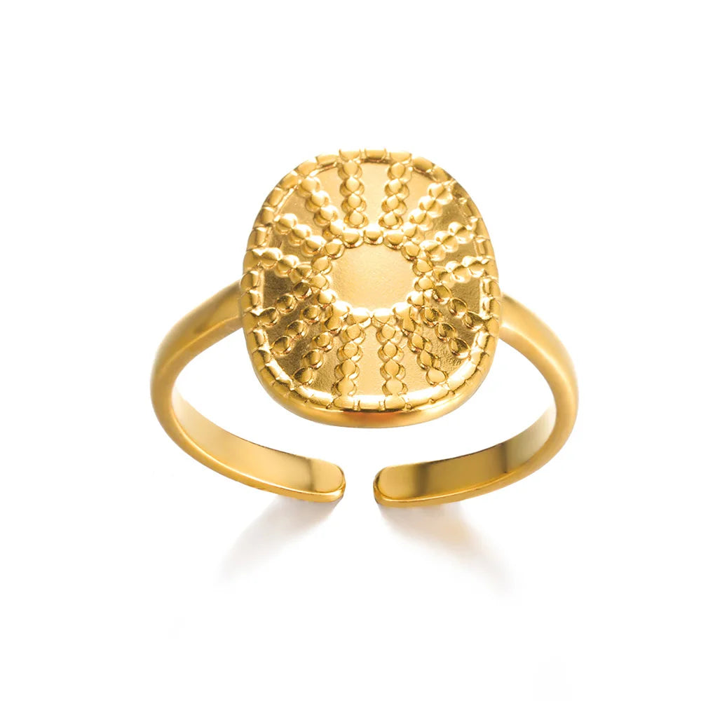 Gold 316L Stainless Steel Star Adjustable Ring