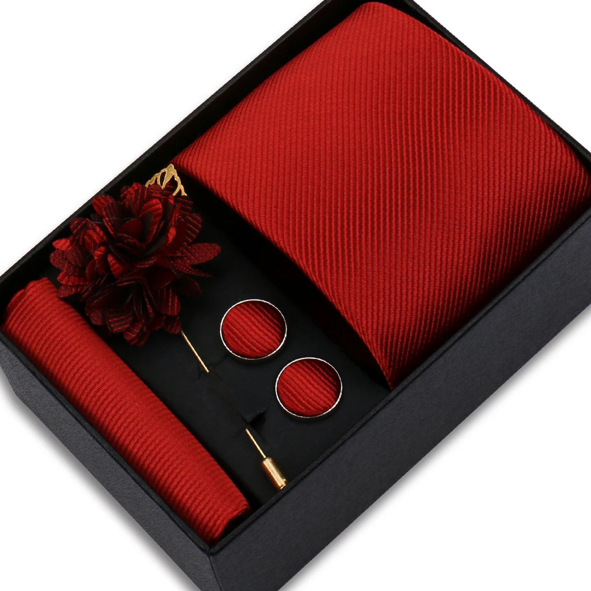 Men’s Solid Color Tie & Accessories Set
