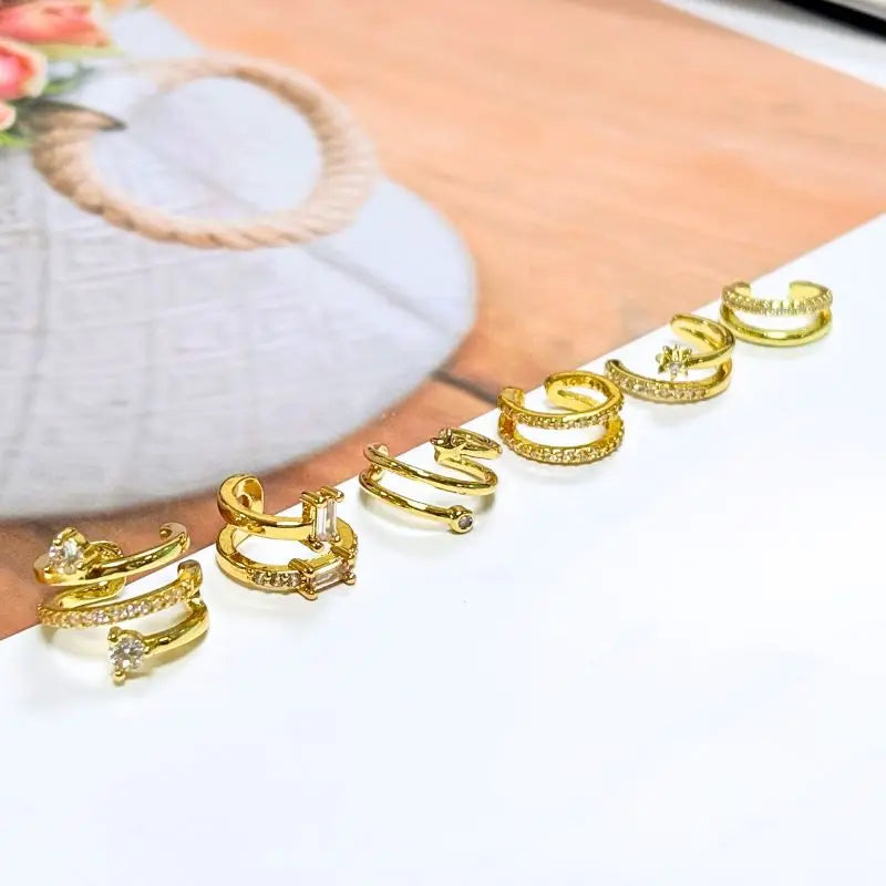 24K Gold-Plated Zircon Ear Clips