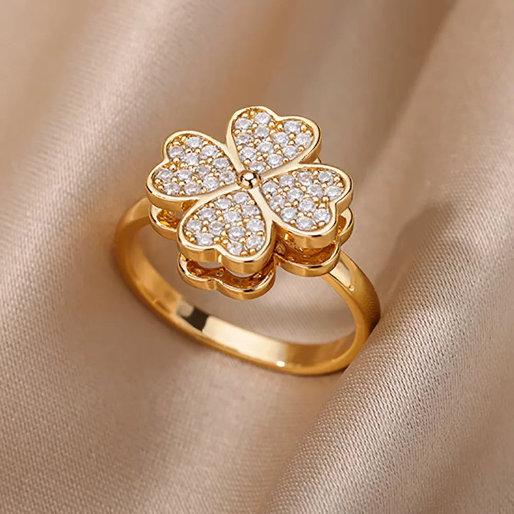 Gold CZ Stainless Steel Ring for Women