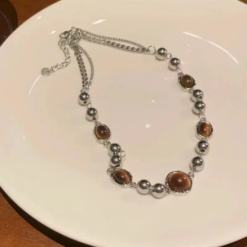 Brown Stone Pendant Necklace