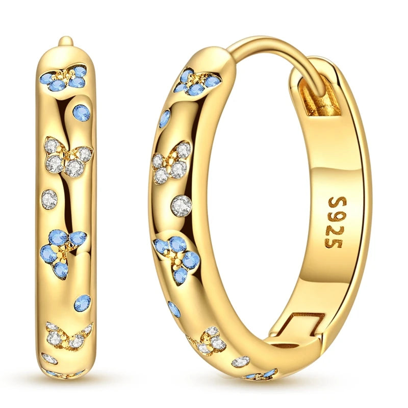 Gold Plated 925 Silver Butterfly Hoop Earrings