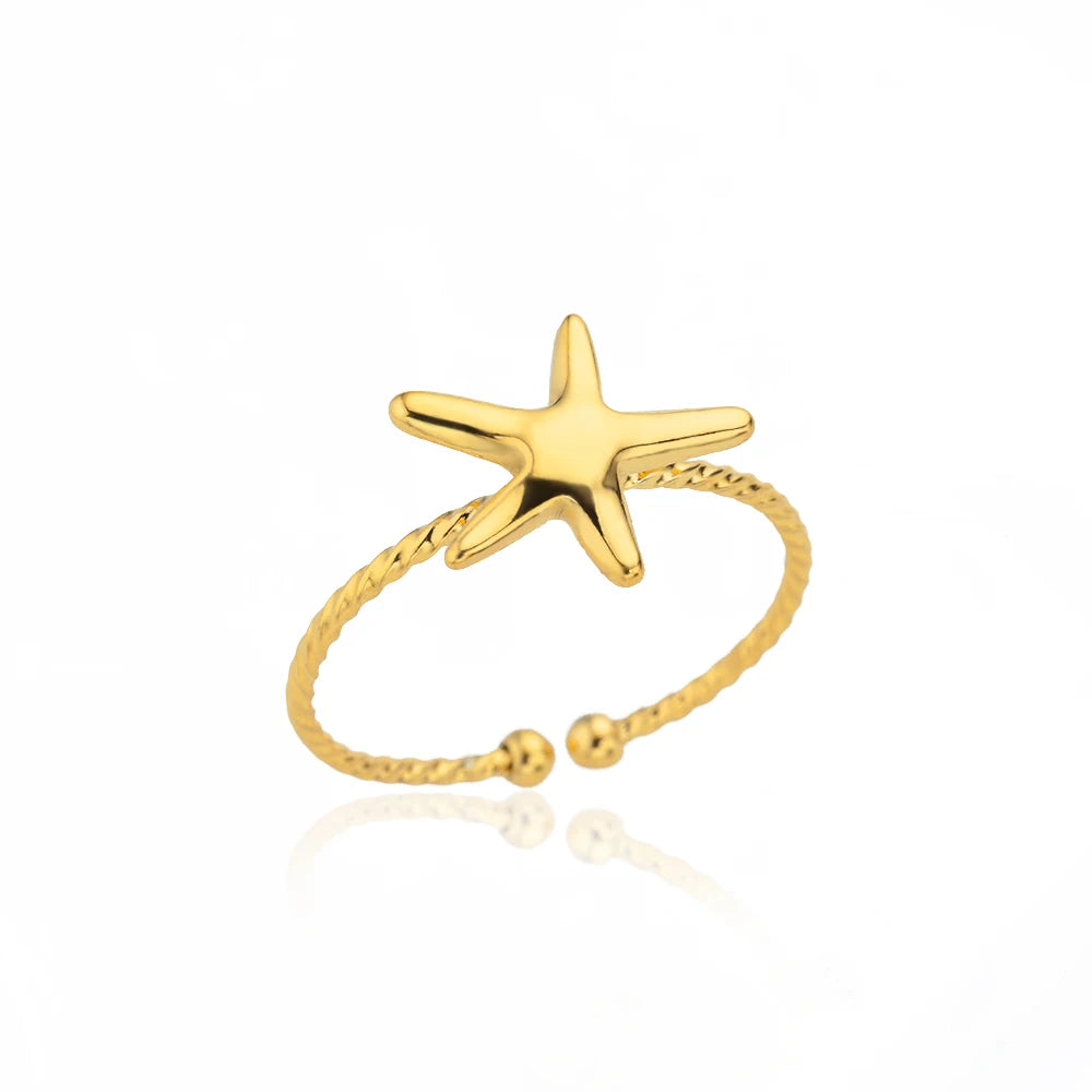 Gold Stainless Steel Classic Women's Ring