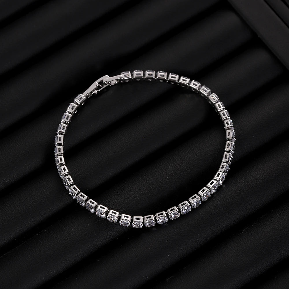 4mm Cubic Zirconia Tennis Bracelet – Elegant Gold & Silver Design