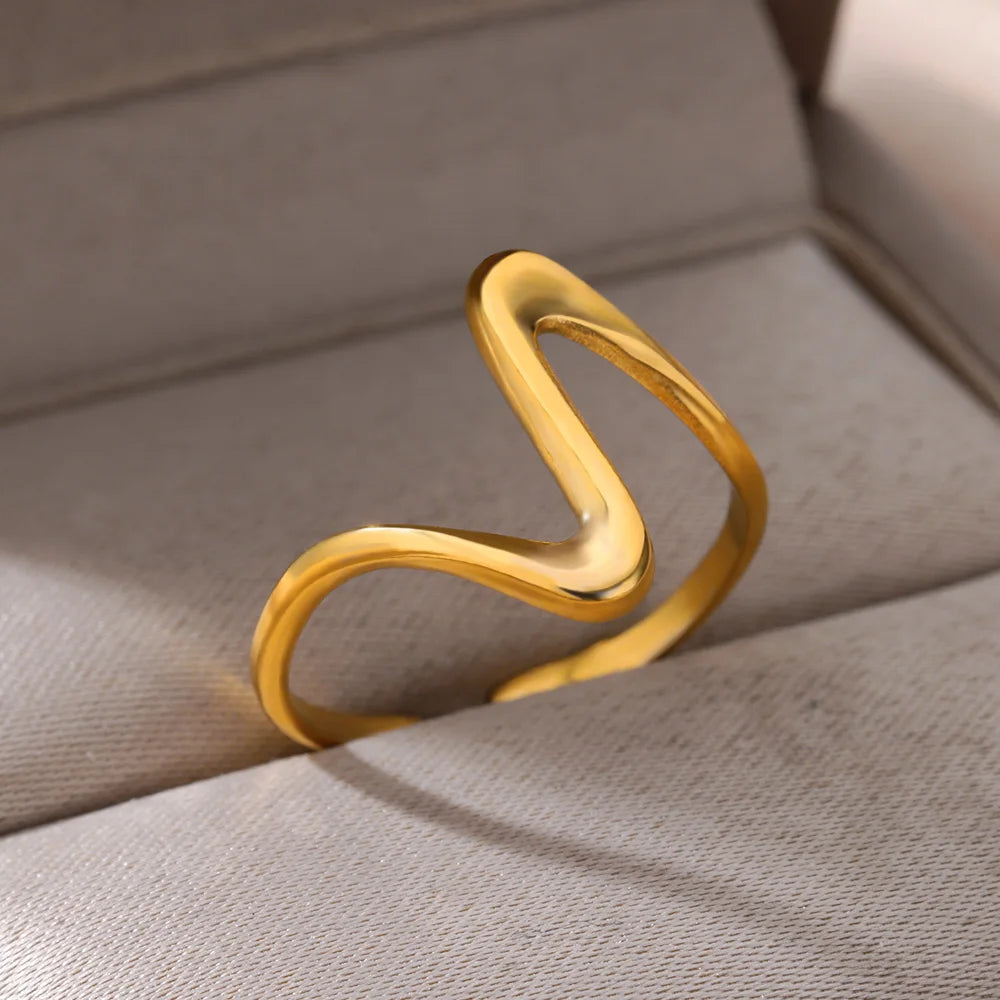 Gold Stainless Steel Waterproof Open Ring