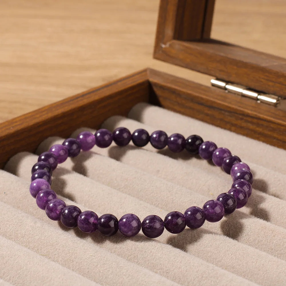 Natural Amethyst Beaded Bracelet Unisex