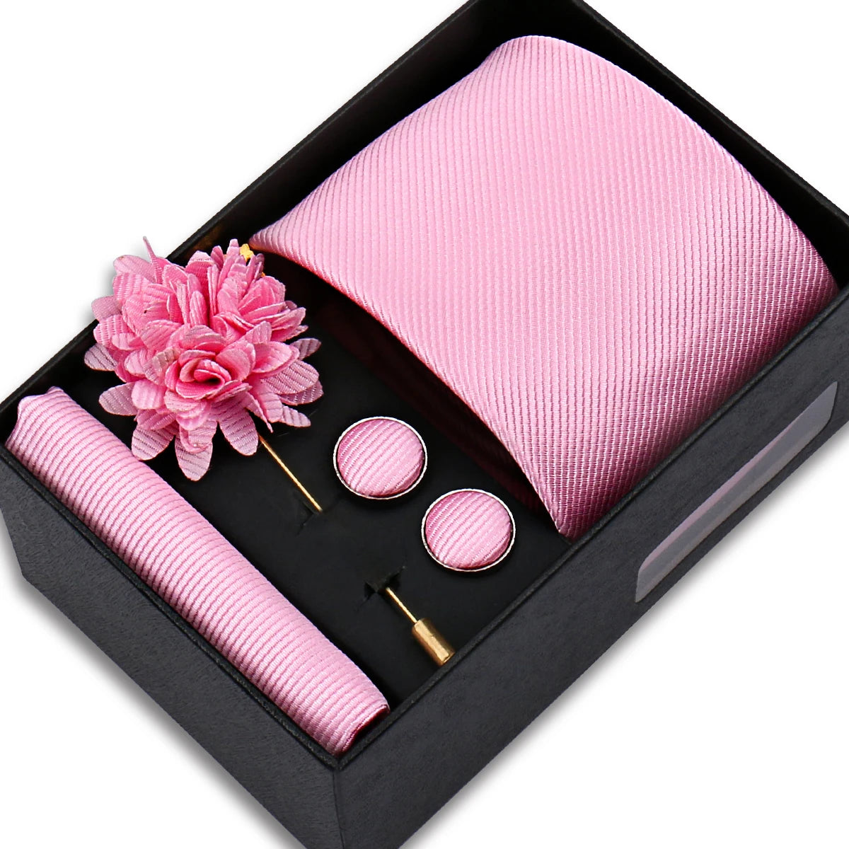 Men’s Solid Color Tie & Accessories Set