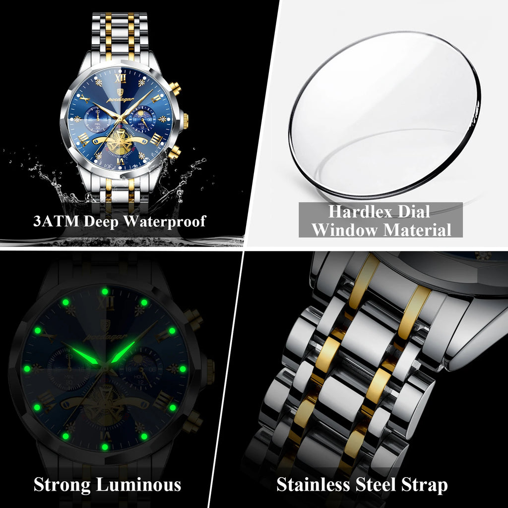 POEDAGAR Luxury Men’s Waterproof Chronograph Watch